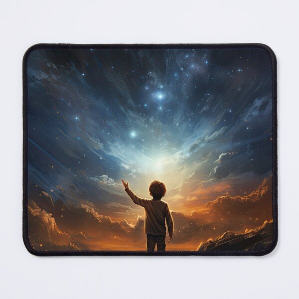 Item preview, a child's small hand reaching for the stars in the night sky, conveying innocence and wonder designed and sold by Surreal-Inc.