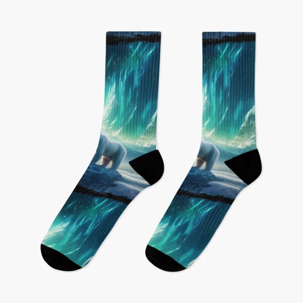 Item preview, Polar Bear Northern Light Aurora Borealis Scenery Mountains Rivers Trees designed and sold by NLTees.