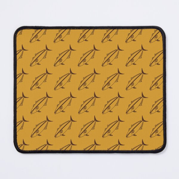 Item preview, Kawaii Amberjack Fish in Chocolate Brown on Golden Yellow designed and sold by fruttidimare.