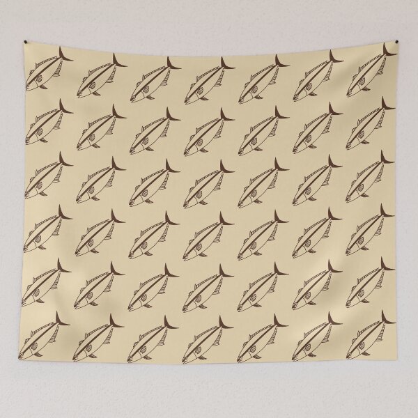 Item preview, Kawaii Amberjack Fish in Chocolate Brown on Vanilla designed and sold by fruttidimare.