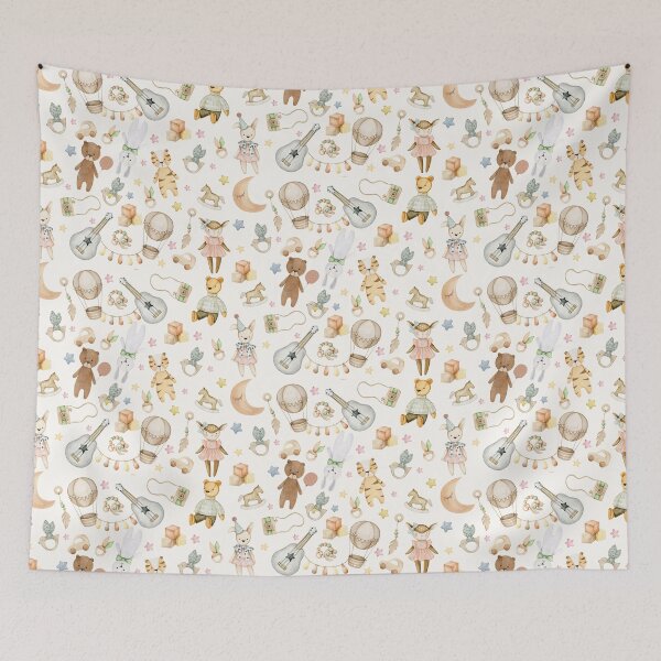 Item preview, Cute Pattern For Kids - Watercolor - Cream Color designed and sold by patternjp.