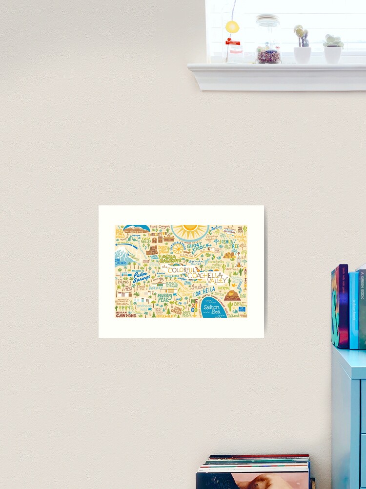 Thumbnail 2 of 3, Art Print, Coachella Valley Illustrated Map - Palm Springs, Joshua Tree designed and sold by challisandroos.