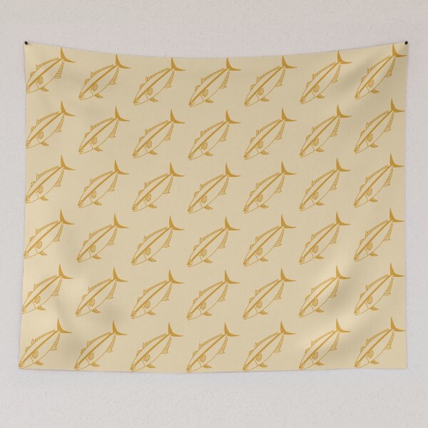 Item preview, Kawaii Amberjack Fish in Golden Yellow on Vanilla designed and sold by fruttidimare.