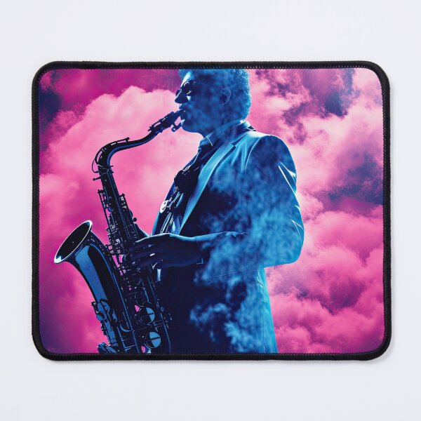 Item preview, a lone astronaut playing a melancholic melody on a saxophone amidst a cosmic backdrop designed and sold by Surreal-Inc.