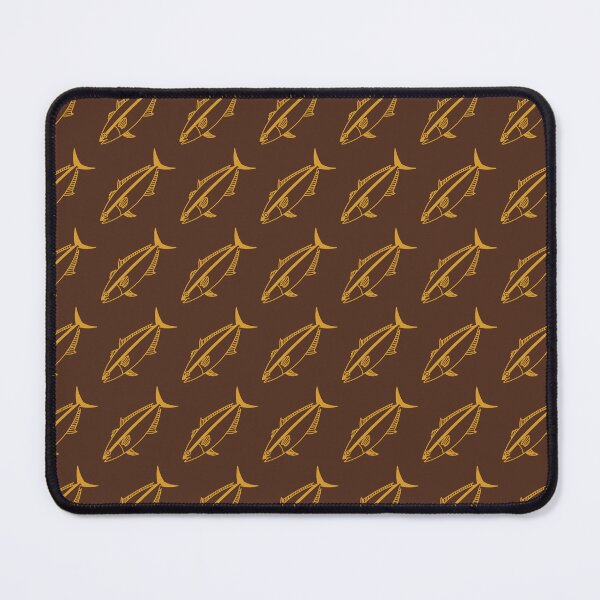Item preview, Kawaii Amberjack Fish in Golden Yellow on Chocolate Brown designed and sold by fruttidimare.