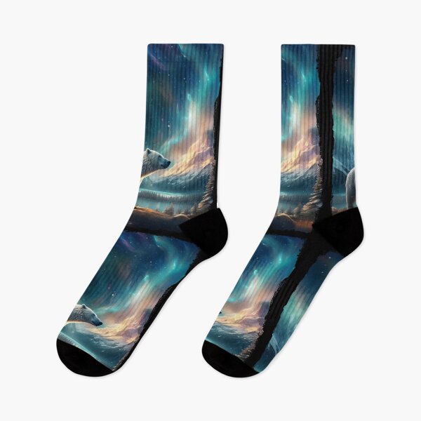 Item preview, Polar Bear Northern Light Aurora Borealis Scenery Mountains Rivers Trees designed and sold by NLTees.