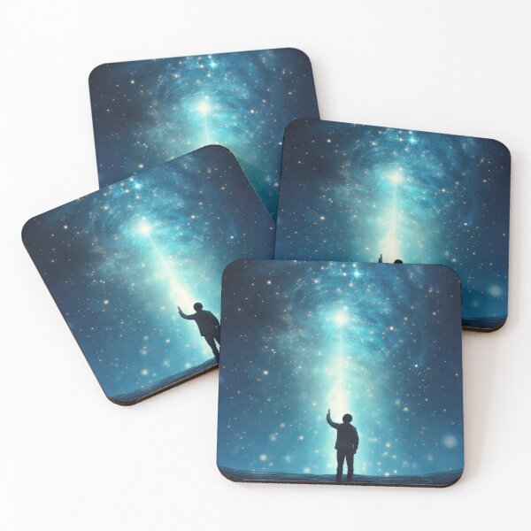Item preview, a person trying to catch stars in their hands depicting wonder, imagination in the style of pulp art designed and sold by Surreal-Inc.