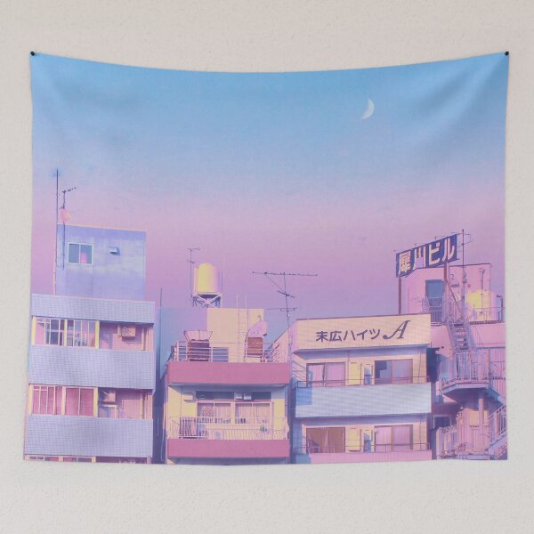 Item preview, Anime city skyline Ghibli style designed and sold by Faeblehoarder.