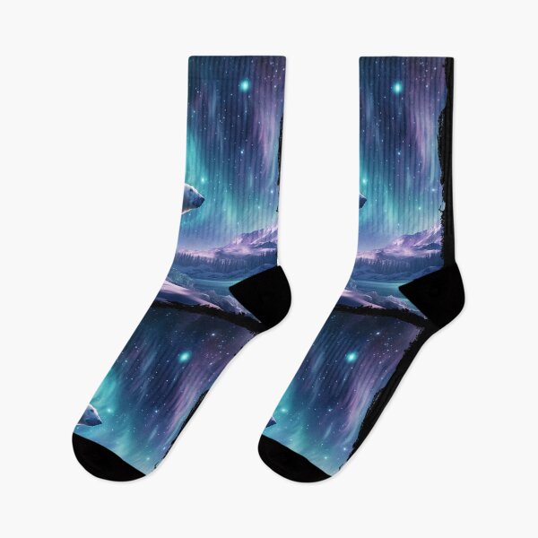 Item preview, Polar Bear Northern Light Aurora Borealis Scenery Mountains Rivers Trees designed and sold by NLTees.