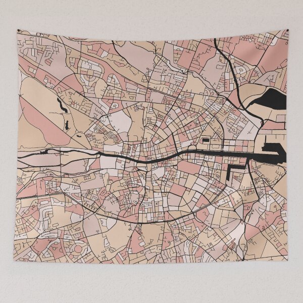Item preview, Dublin Map Pattern in Soft Pink Pastels designed and sold by PatternMaps.