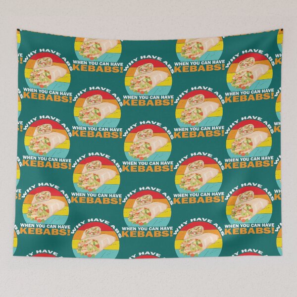 Item preview, Cool Retro Kebab why have abs when you can have kebabs! Funny Food Quote designed and sold by tuintelit.