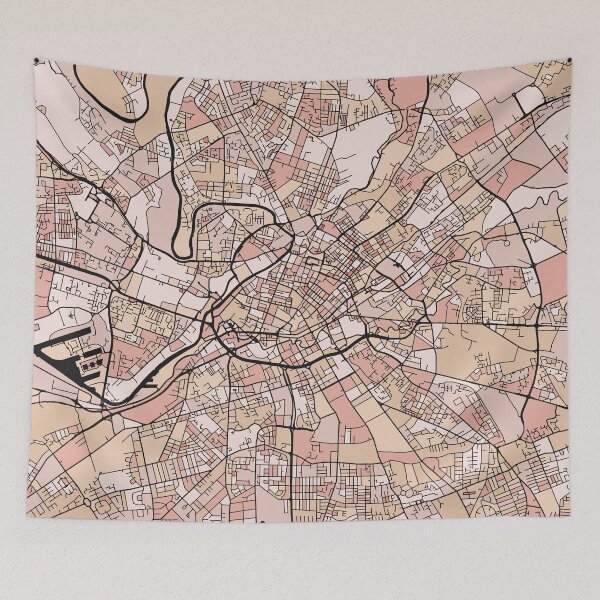 Item preview, Manchester Map Pattern in Soft Pink Pastels designed and sold by PatternMaps.
