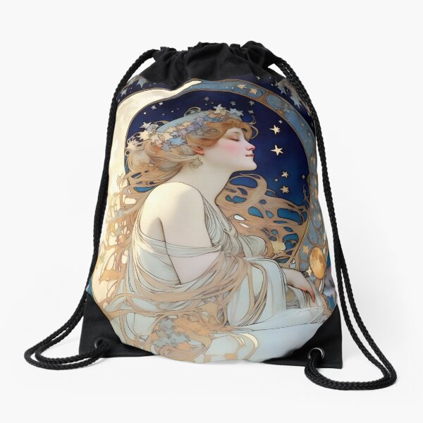 Item preview, Celestial Dreams Alphonse Mucha Inspired Moon and Stars  designed and sold by Tamas Das.