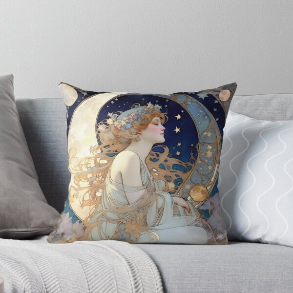 Item preview, Celestial Dreams Alphonse Mucha Inspired Moon and Stars  designed and sold by Tamas Das.