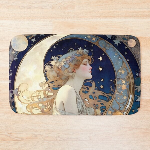 Item preview, Celestial Dreams Alphonse Mucha Inspired Moon and Stars  designed and sold by Tamas Das.