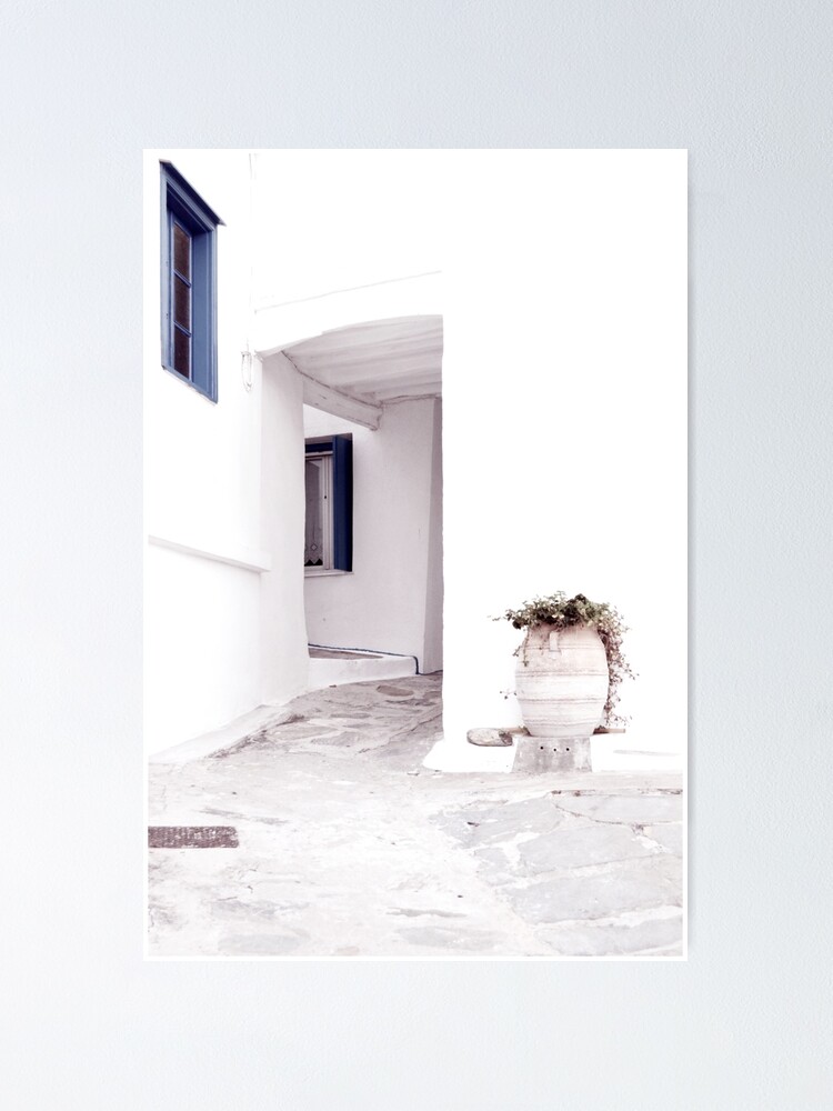 Blue windows and a Mediterranean urn by ARTbyJWP CREDIT: REDBUBBLE
