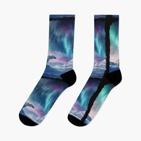 Item preview, Polar Bear Northern Light Aurora Borealis Scenery Mountains Rivers Trees designed and sold by NLTees.