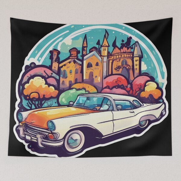 Item preview, Car and Castle Sticker designed and sold by deepakrode7.