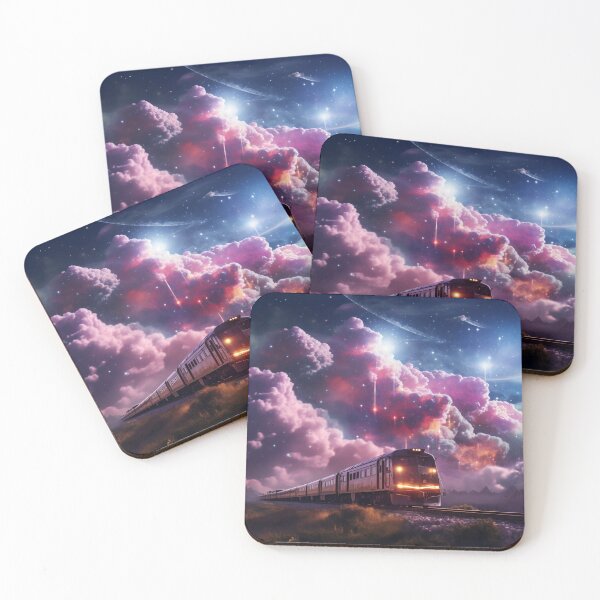 Item preview, Night train in the middle of the desert, pink clouds  designed and sold by Lala and Jull.