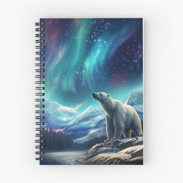 Item preview, Polar Bear Northern Light Aurora Borealis Scenery Mountains Rivers Trees designed and sold by NLTees.