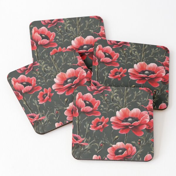 Item preview, Red Anemones Wildflower Abstract Pattern designed and sold by taiche.