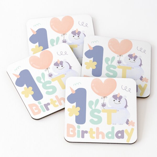 Item preview, 1st Birthday squad - cute kawaii baby unicorn balloon party designed and sold by TNwandesignart.