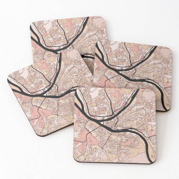 Item preview, Pittsburgh Map Pattern in Soft Pink Pastels designed and sold by PatternMaps.