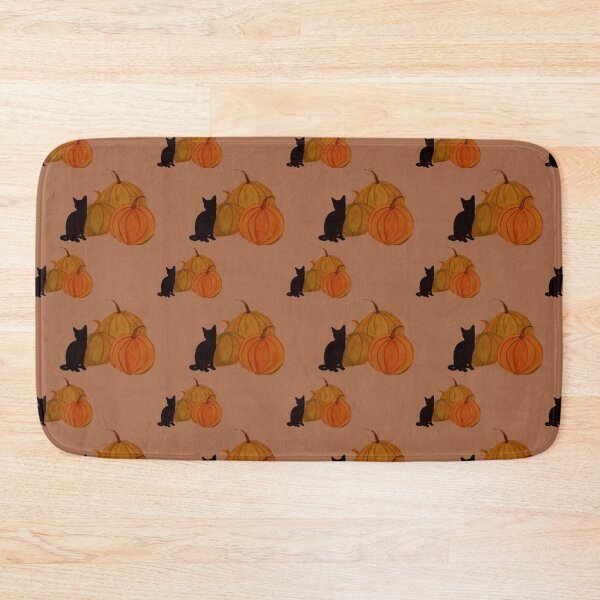 Item preview, Black cat and orange pumpkins  designed and sold by Kiruthikaarts.