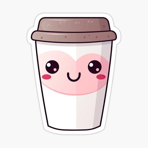 Kawaii Coffee Cup Design 3 Sticker for Sale by eyestetix