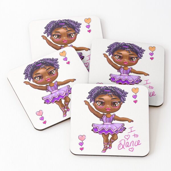 Item preview, I love to dance African American ballerina , Black  girl with corn rows ballet dancing 2! beautiful  black girl with Afro hair and dark brown skin wearing a pink tutu. Love Ballet designed and sold by Artonmytee.