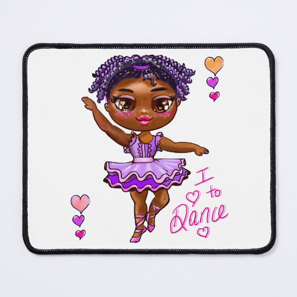 Item preview, I love to dance African American ballerina , Black  girl with corn rows ballet dancing 2! beautiful  black girl with Afro hair and dark brown skin wearing a pink tutu. Love Ballet designed and sold by Artonmytee.