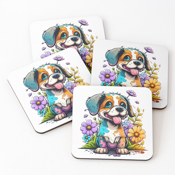 Item preview, Cartoon flowers happy dog graffiti designed and sold by Lobory.