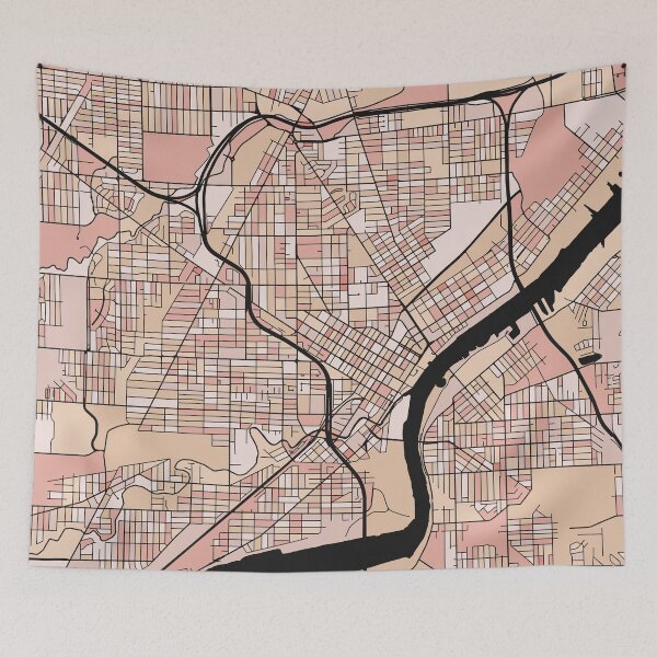 Item preview, Toledo Map Pattern in Soft Pink Pastels designed and sold by PatternMaps.