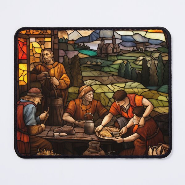 Item preview, Medieval Villagers Stained Glass Mosaic  designed and sold by VisionDuke.
