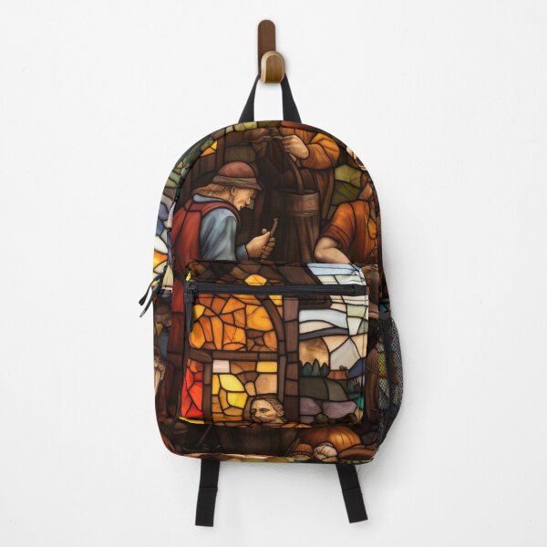 Item preview, Medieval Villagers Stained Glass Mosaic designed and sold by VisionDuke.