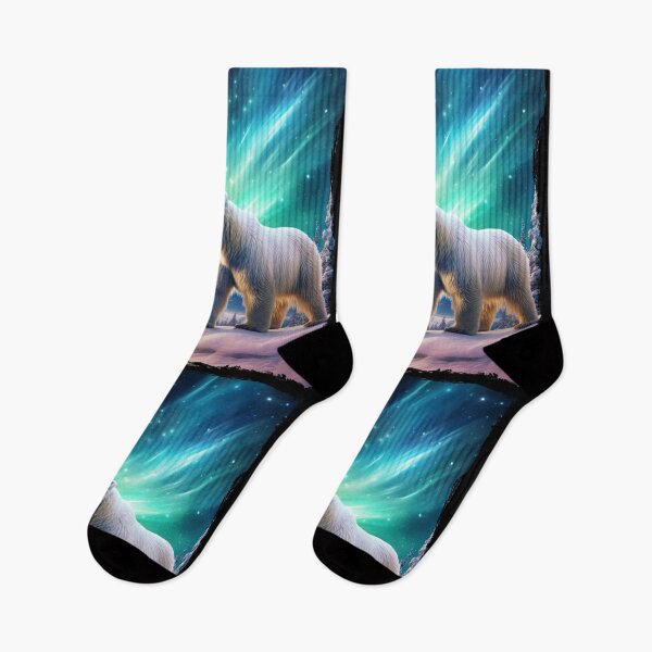 Item preview, Polar Bear Northern Light Aurora Borealis Scenery Mountains Rivers Trees designed and sold by NLTees.