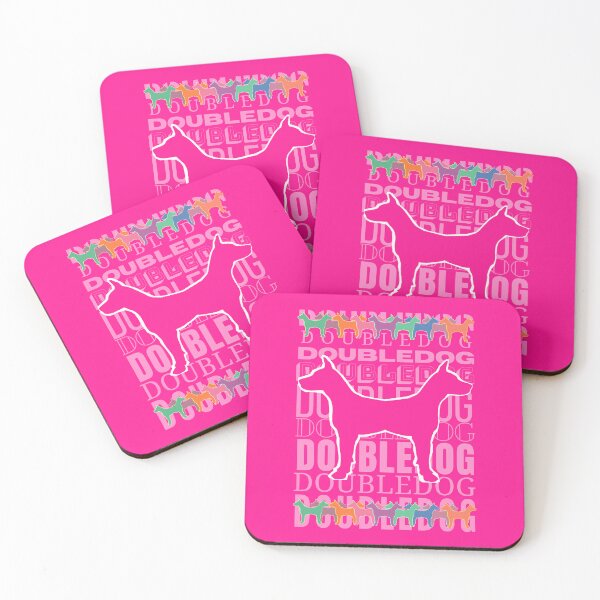 Item preview, Doubledog, dog silhouette on pink background designed and sold by SplashTastic.