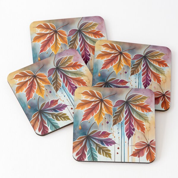 Item preview, Maroon Melody: Watercolor Autumn Chestnut tree leaves designed and sold by EmeraldeaDesign.