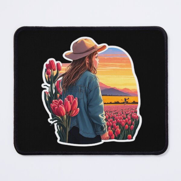 Item preview, Young Girl Watching Sunset over Tulip Field designed and sold by Ridiculam Toga.