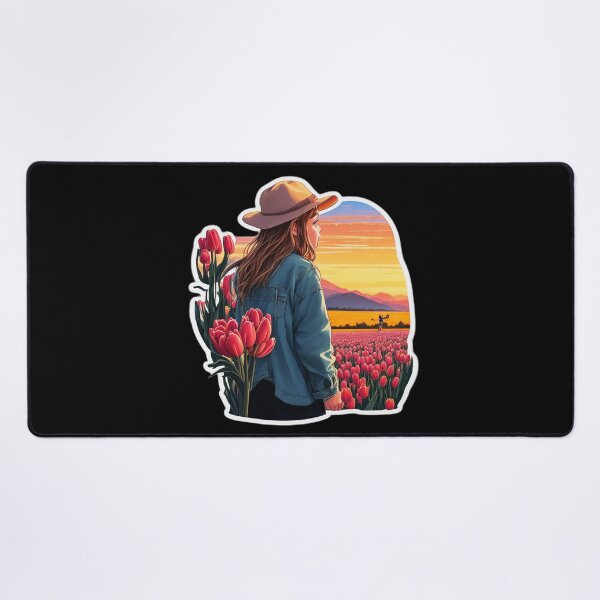 Item preview, Young Girl Watching Sunset over Tulip Field designed and sold by Ridiculam Toga.