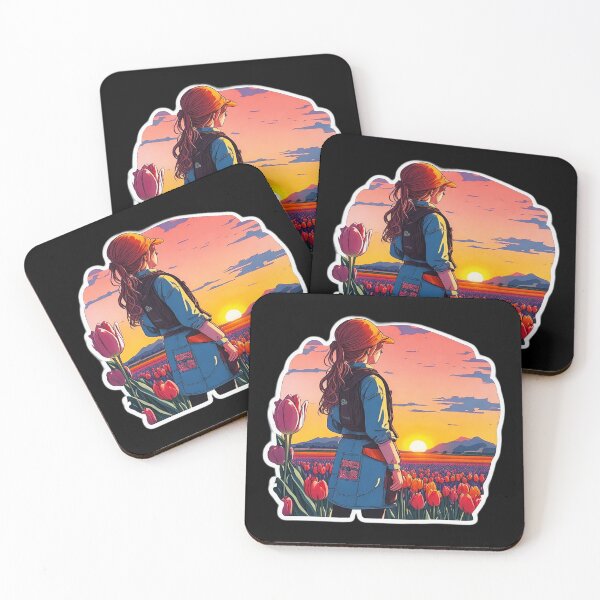 Item preview, Cool Girl Watching Sunset over Tulip Field designed and sold by Ridiculam Toga.