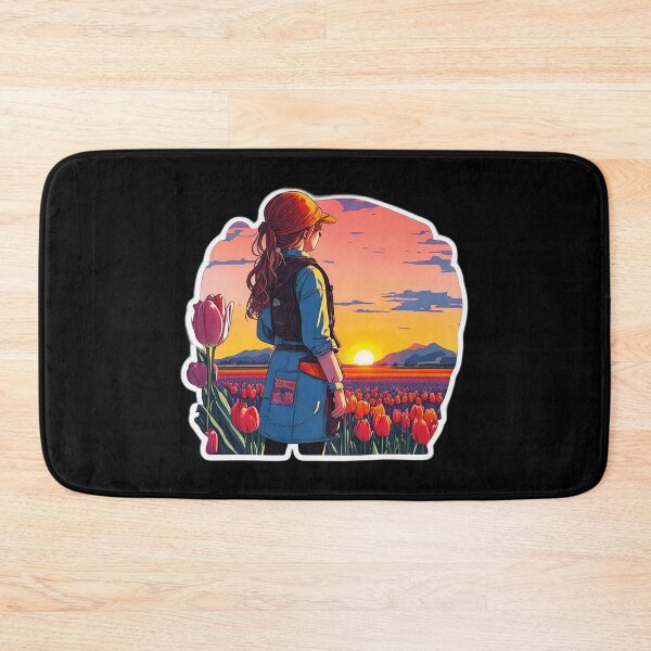 Item preview, Cool Girl Watching Sunset over Tulip Field designed and sold by Ridiculam Toga.