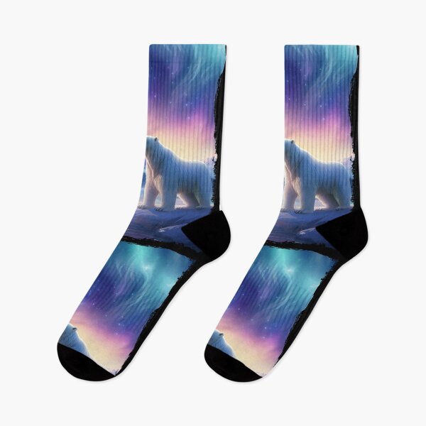 Item preview, Polar Bear Northern Light Aurora Borealis Scenery Mountains Rivers Trees designed and sold by NLTees.
