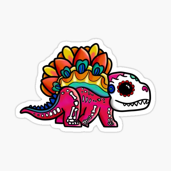 Item preview, Day of the Dead inspired Sugar Skull Stegosaurus designed and sold by Fr0mtheMachine.