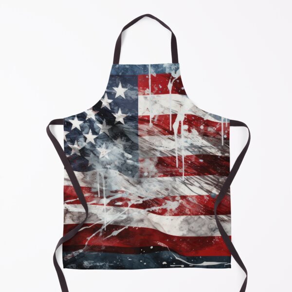 Item preview, a tattered and upside-down american flag waving in the wind in the style of gyotaku designed and sold by Surreal-Inc.