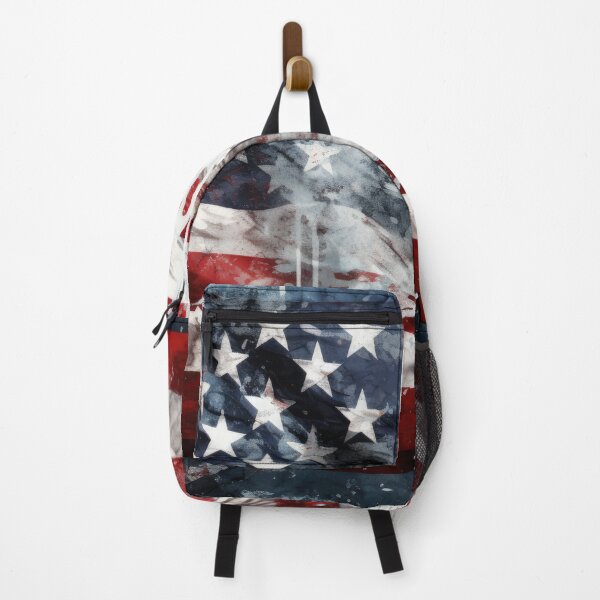 Item preview, a tattered and upside-down american flag waving in the wind in the style of gyotaku designed and sold by Surreal-Inc.
