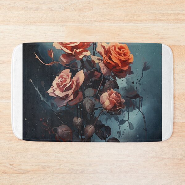 Item preview, a wilting bouquet of roses sinking into an abyss loss and decay consuming beauty in the style of chinese ink brush  designed and sold by Surreal-Inc.