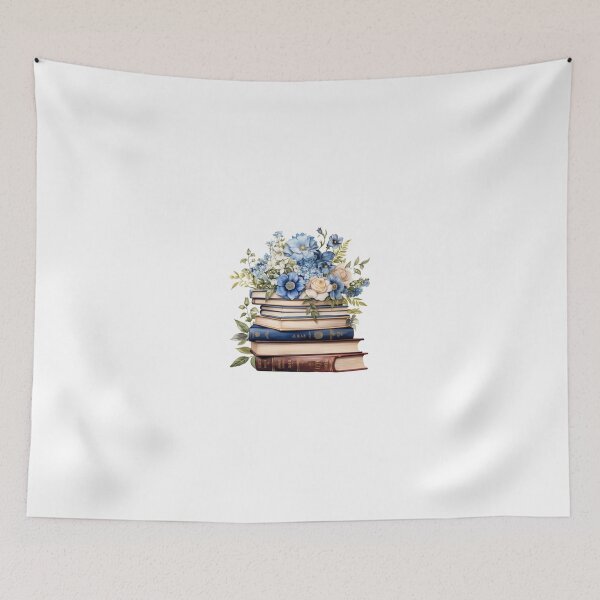 Item preview, k and blue floral bookstack designed and sold by Nice En.