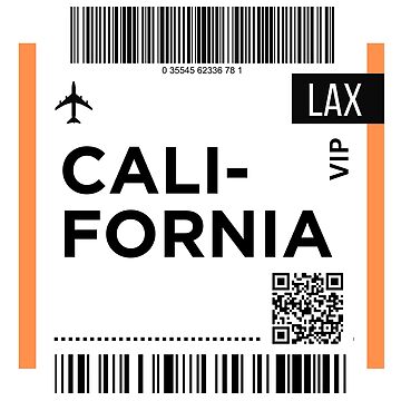 Artwork thumbnail, California Mini Airplane Boarding Pass by RoamInk