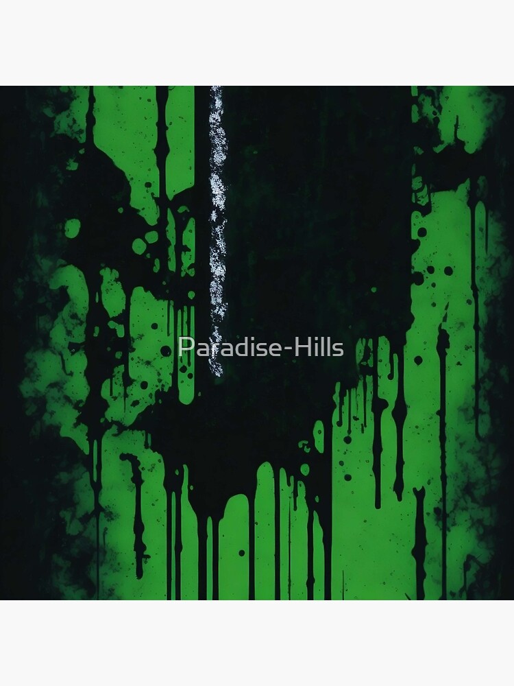 Thumbnail 3 of 3, Sticker, Abstract splatter black on green v1 designed and sold by Paradise-Hills.